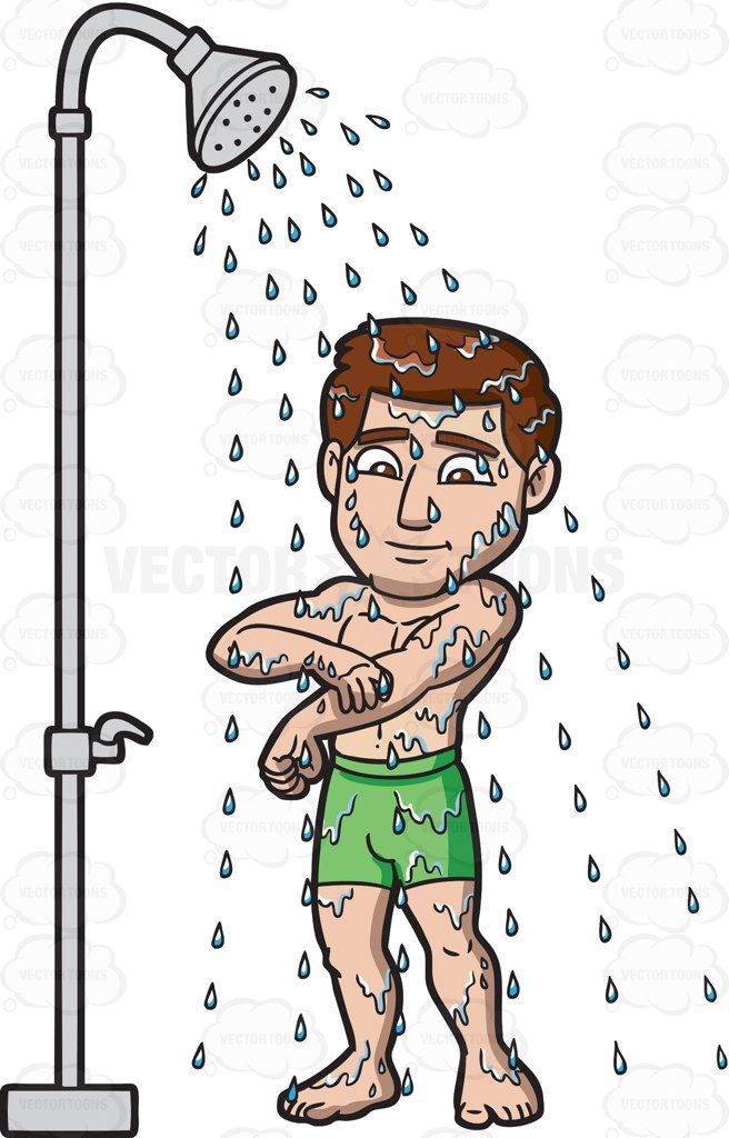 A man taking time to shower