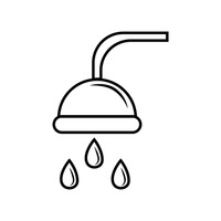 Clipart of shower head and water