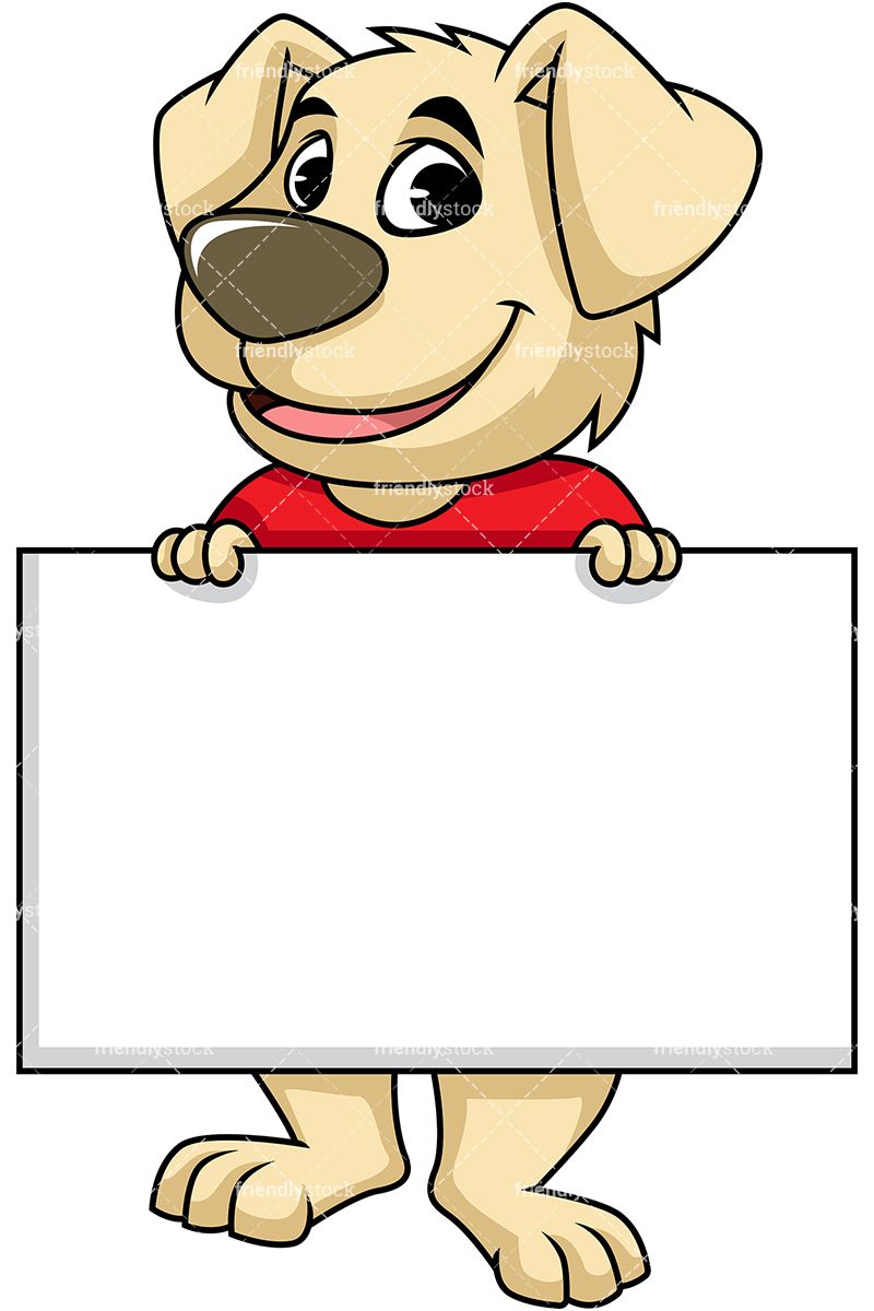 Dog Mascot Character Holding Empty Sign