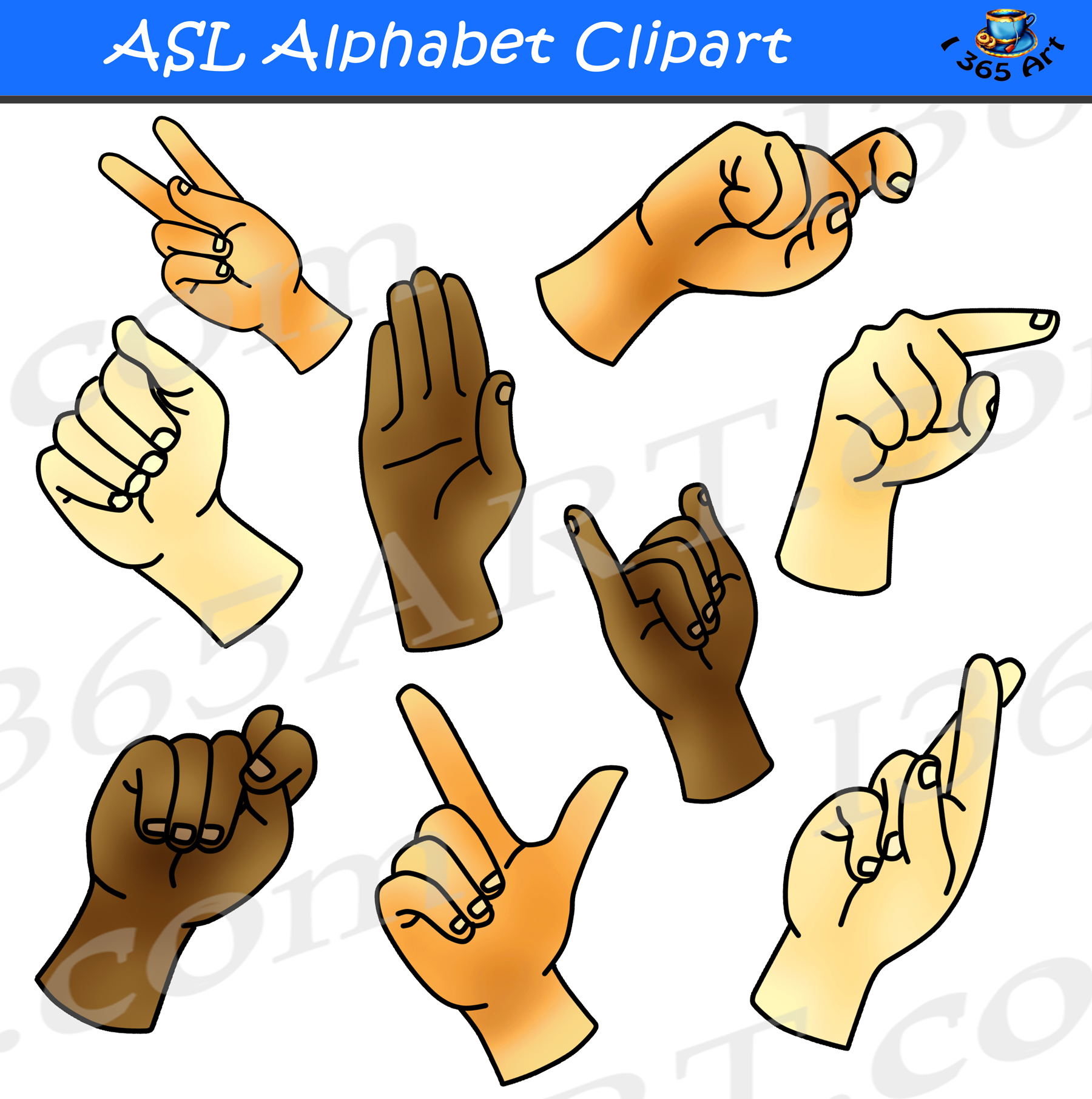 ASL Alphabet Clipart Bundle Pack