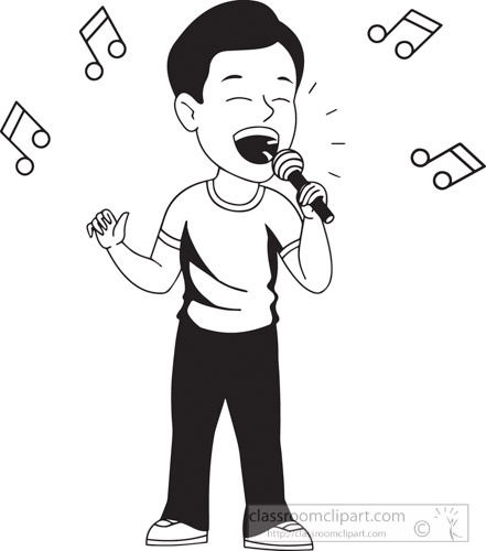 Singing free black and white music outline clipart clip art