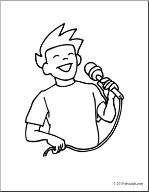 Girl Singing Clipart Black And White