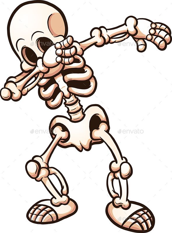 Dabbing cartoon skeleton