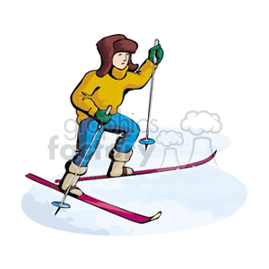 A boy skiing clipart