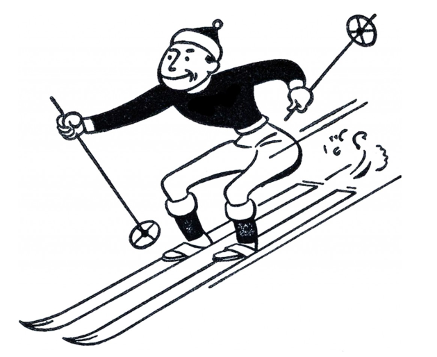 Funny Retro Skiing Clipart