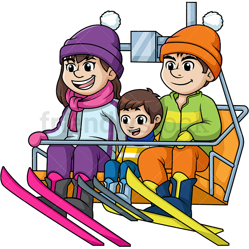 Family Skiing Cliparts
