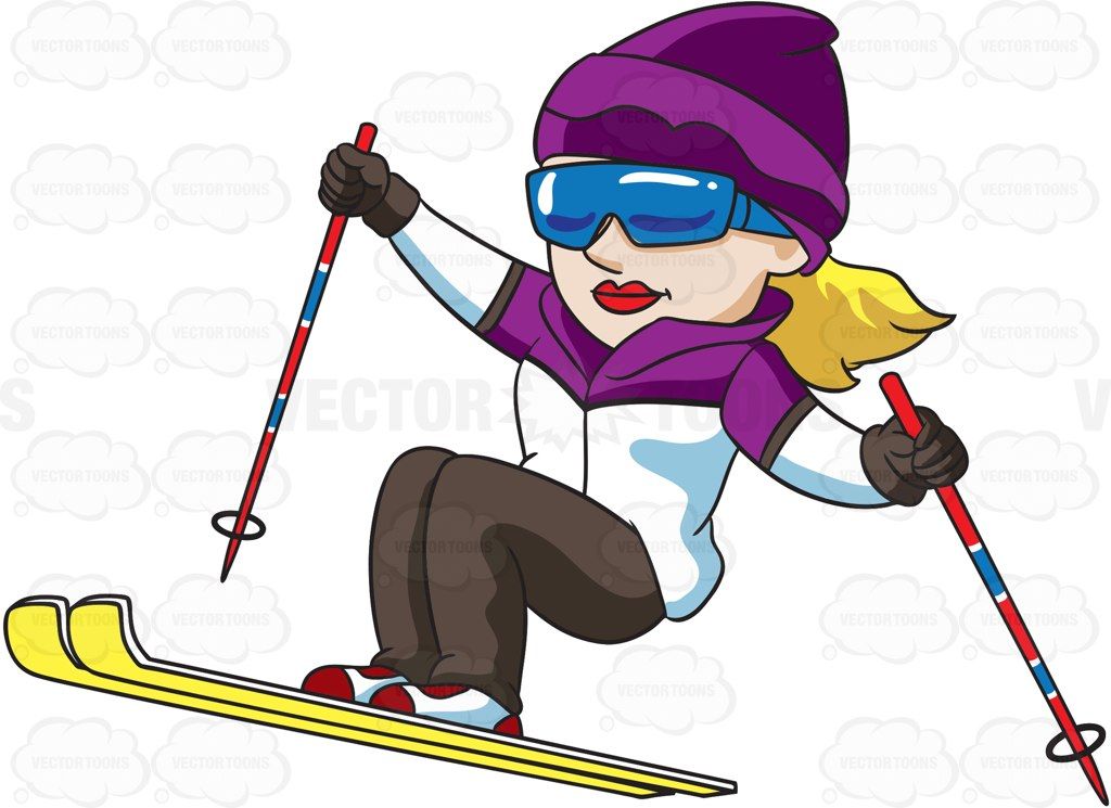 Female skier jumping.