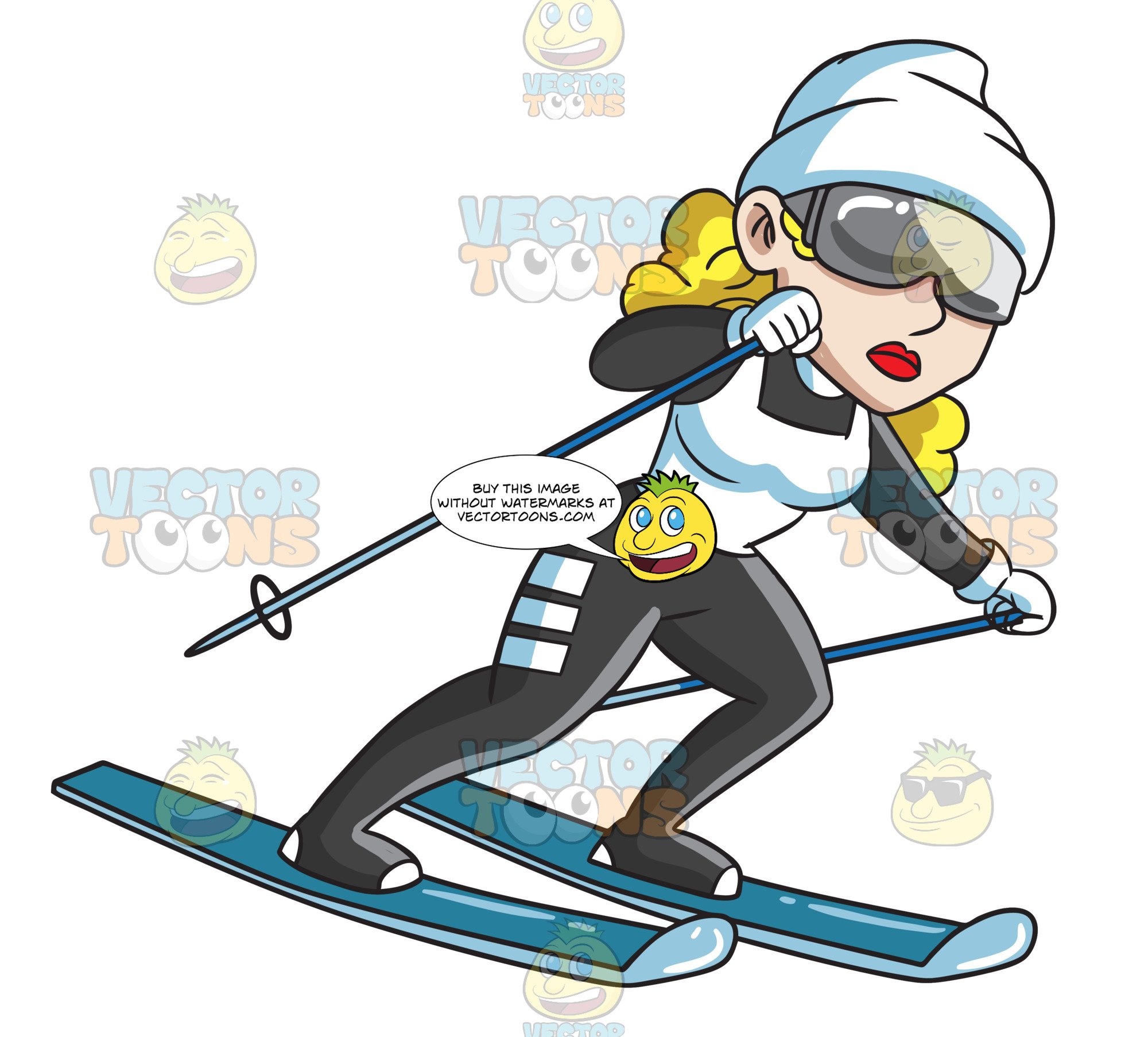Female skier gliding.