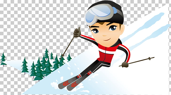 Skiing Cartoon Snow Illustration, Snow snow ski winter