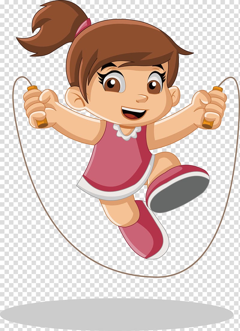 Girl playing jump rope illustration, Cartoon Play Female