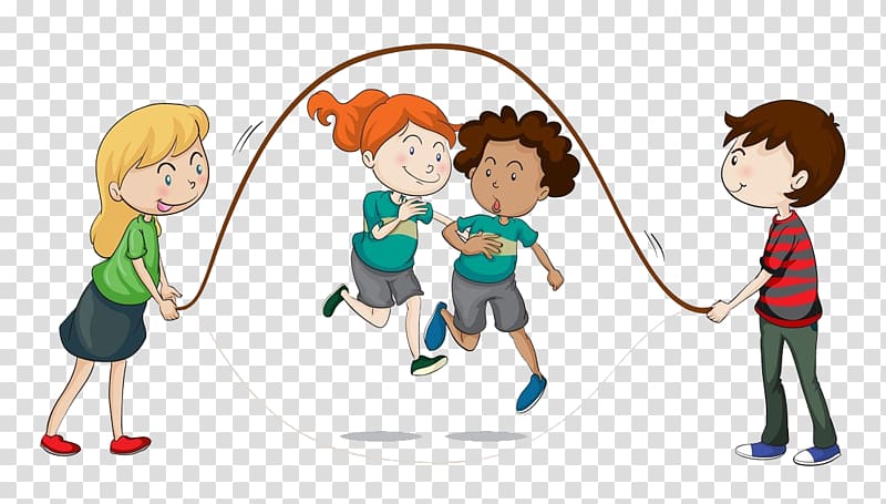 Children playing with skipping rope illustration, Skipping