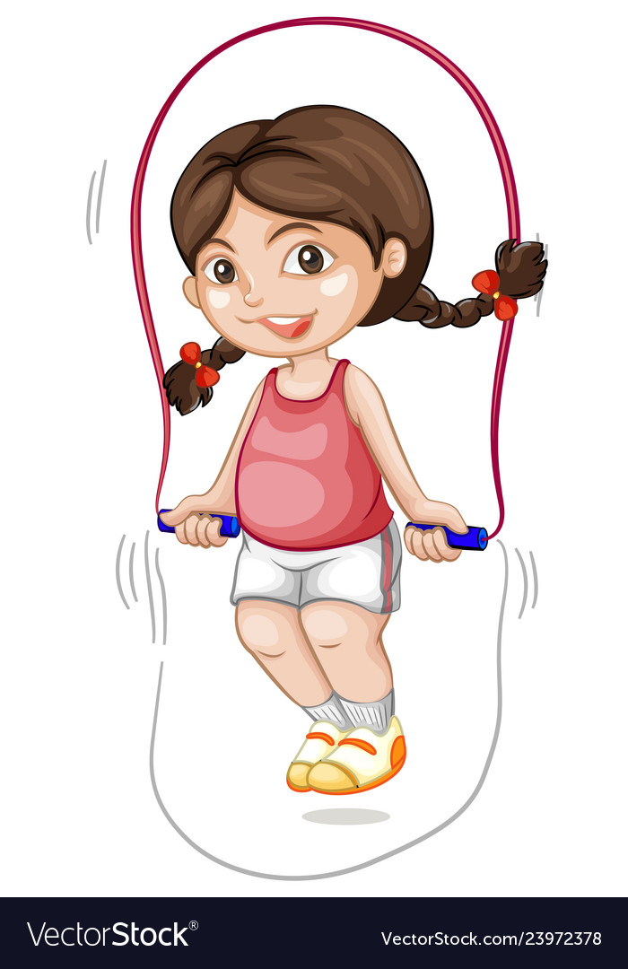 A chubby girl skipping the rope vector image