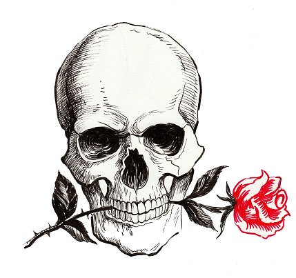 Skull and Rose Clipart Image