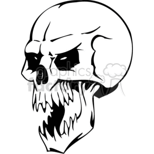 Skull with a sword and two bones clipart
