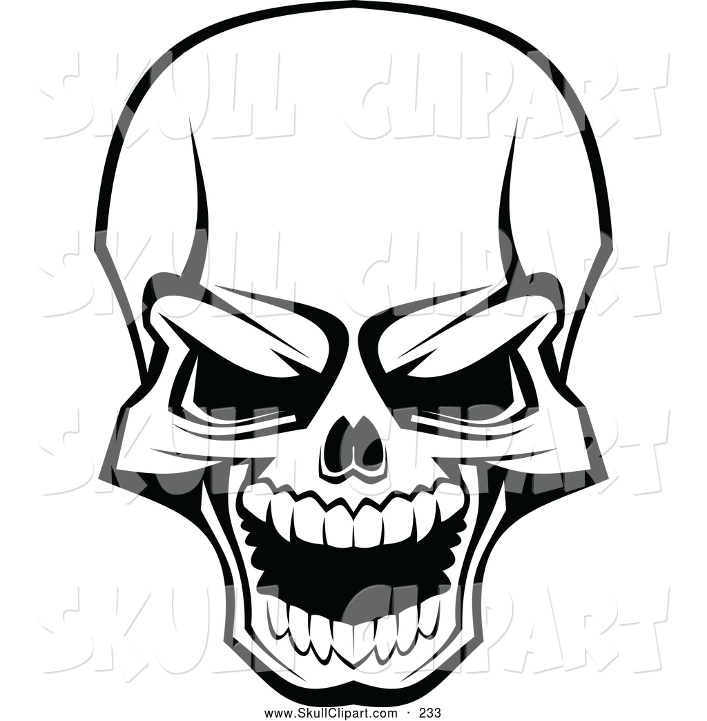 Clip Art of a Scary Skull