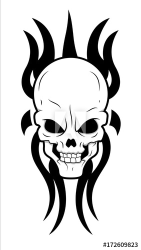 Tribal Skull Tattoo Design Vector