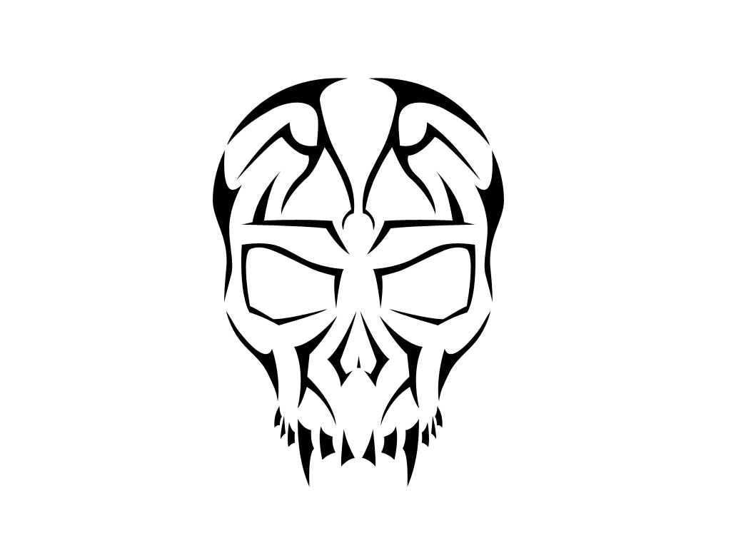 Tribal skull tattoo clipart