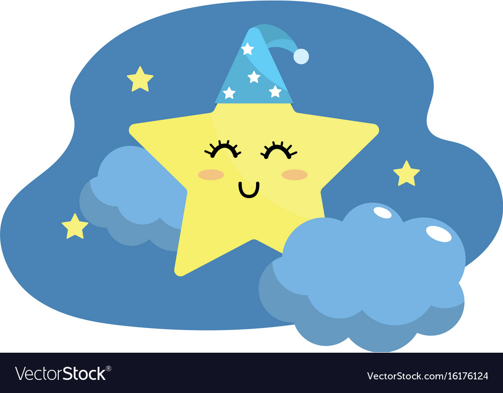 Cute star with cloud in the sky design
