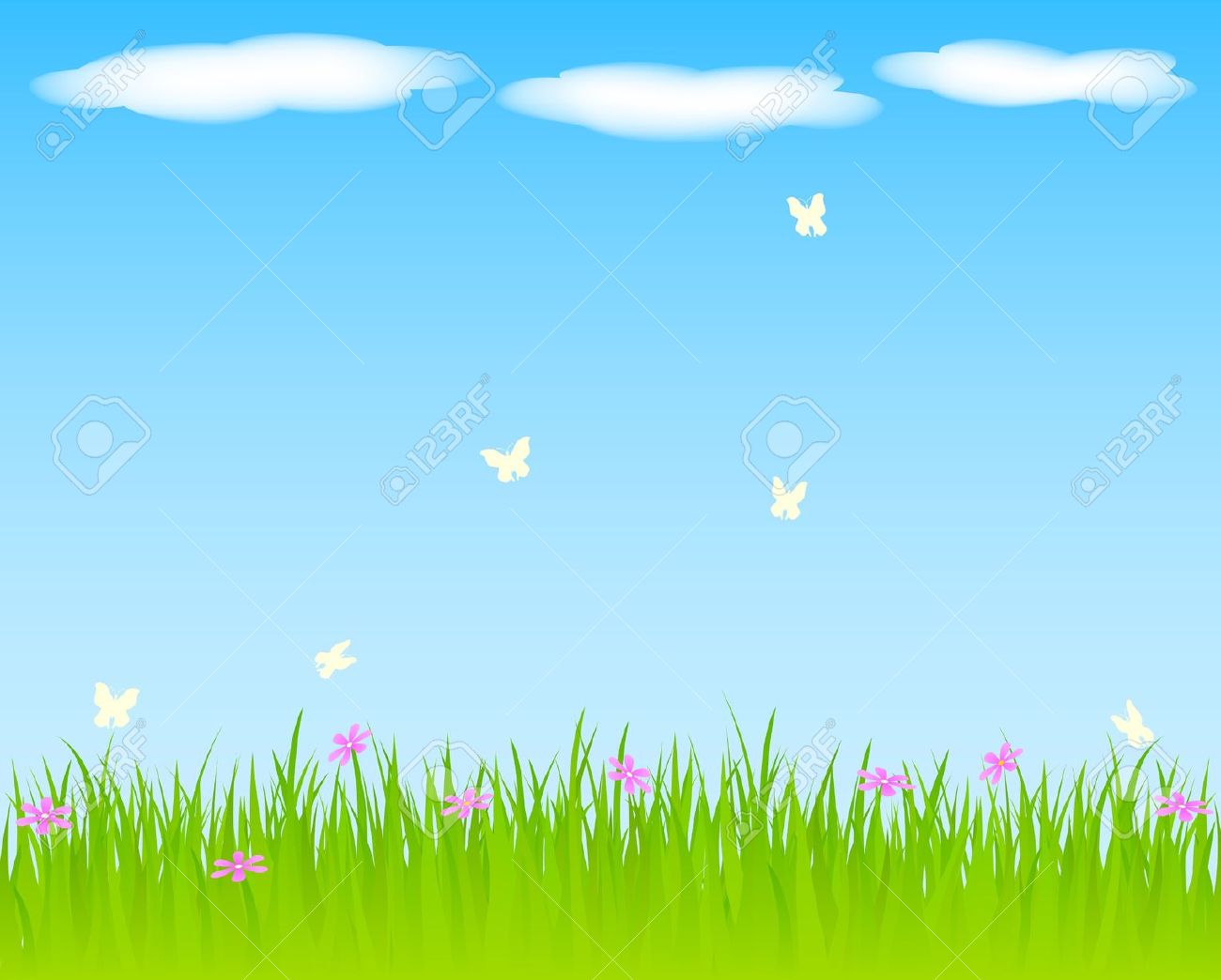 Sky and grass background clipart