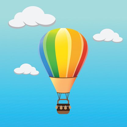 Colourful hot air balloon flying in the sky Clipart Image