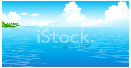 Ocean with clouded sky Clipart Image
