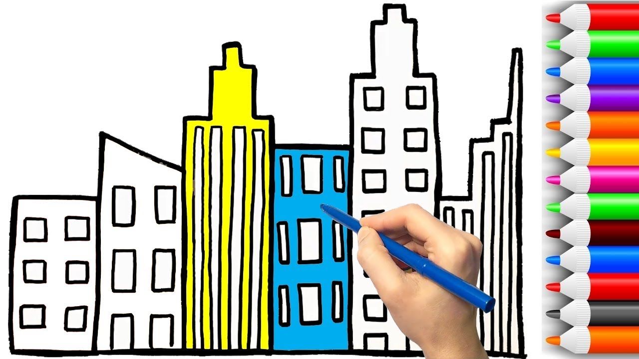 How to Draw and Color Skyscrapers Coloring Pages for Kids