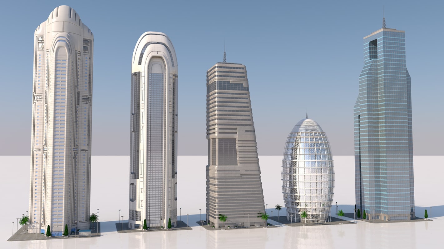 Futuristic skyscrapers clipart.