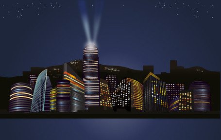 Free City Nights Skylines Clipart and Vector Graphics