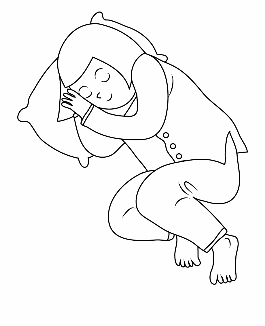sleeping clipart black and white