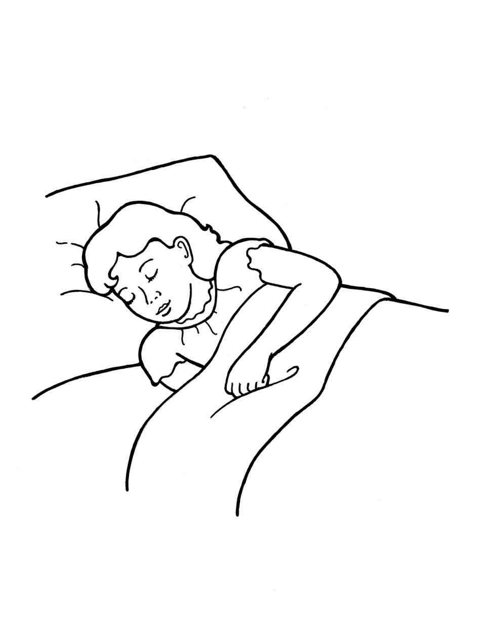 Bedtime Child Sleeping Clipart Black And White