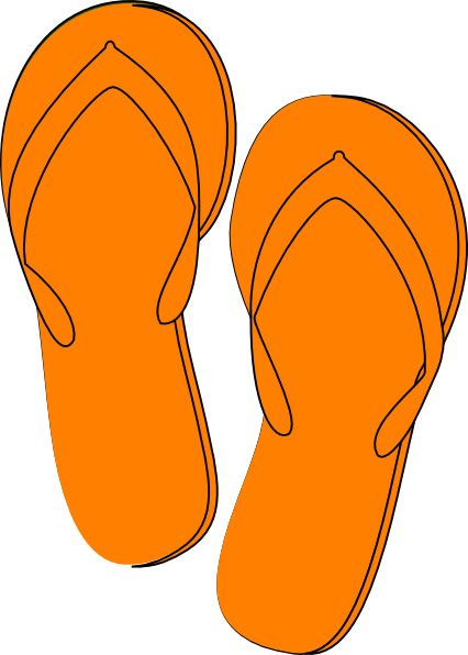 Orange flip flops.