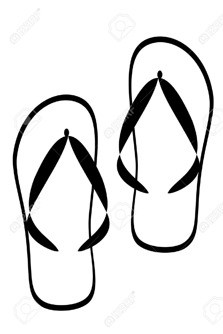 Slippers clipart black and white