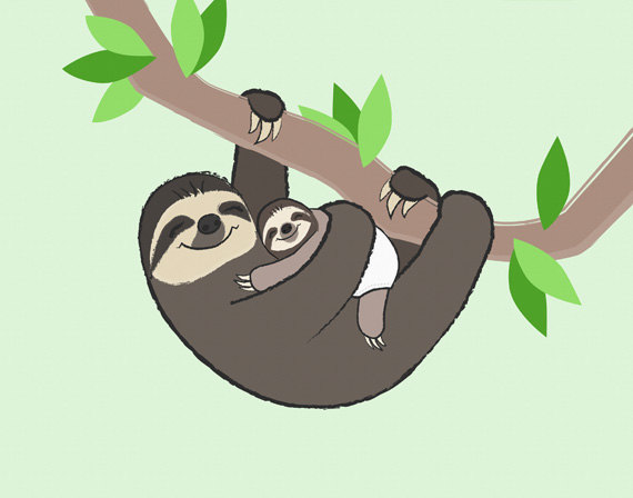 Baby sloth clipart.
