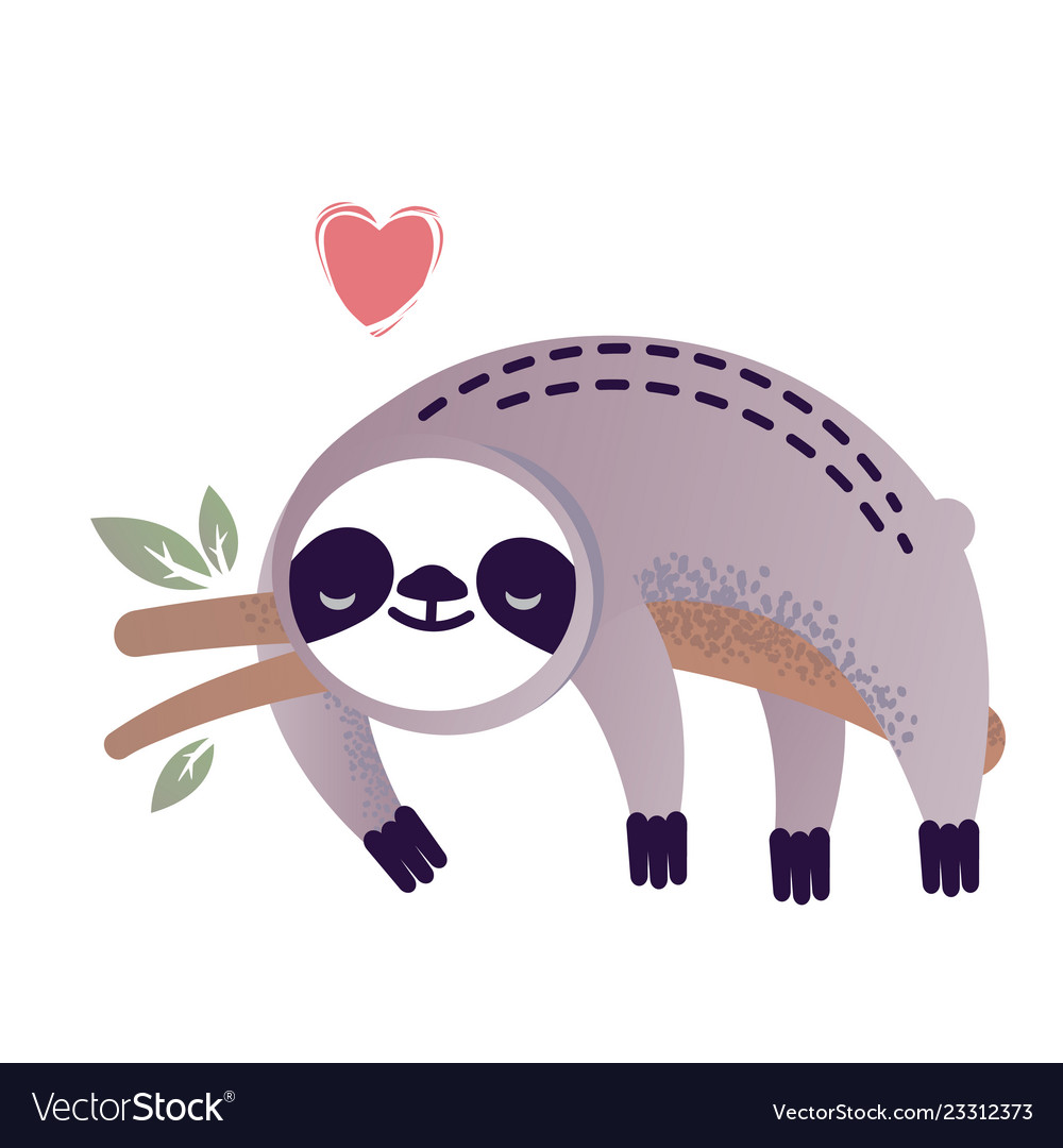 Cute sloth bear animal with a heart