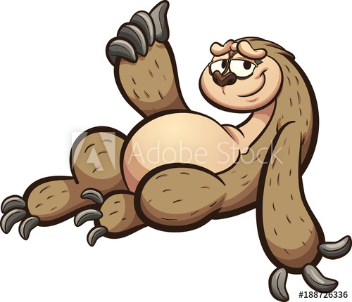 Cartoon sloth lying down with thumb up