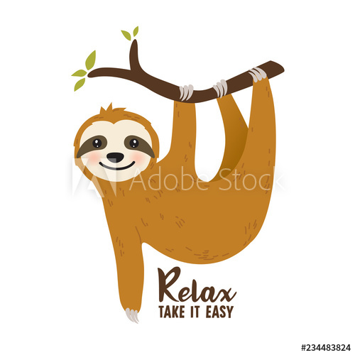 Cute cartoon sloth vector graphic design