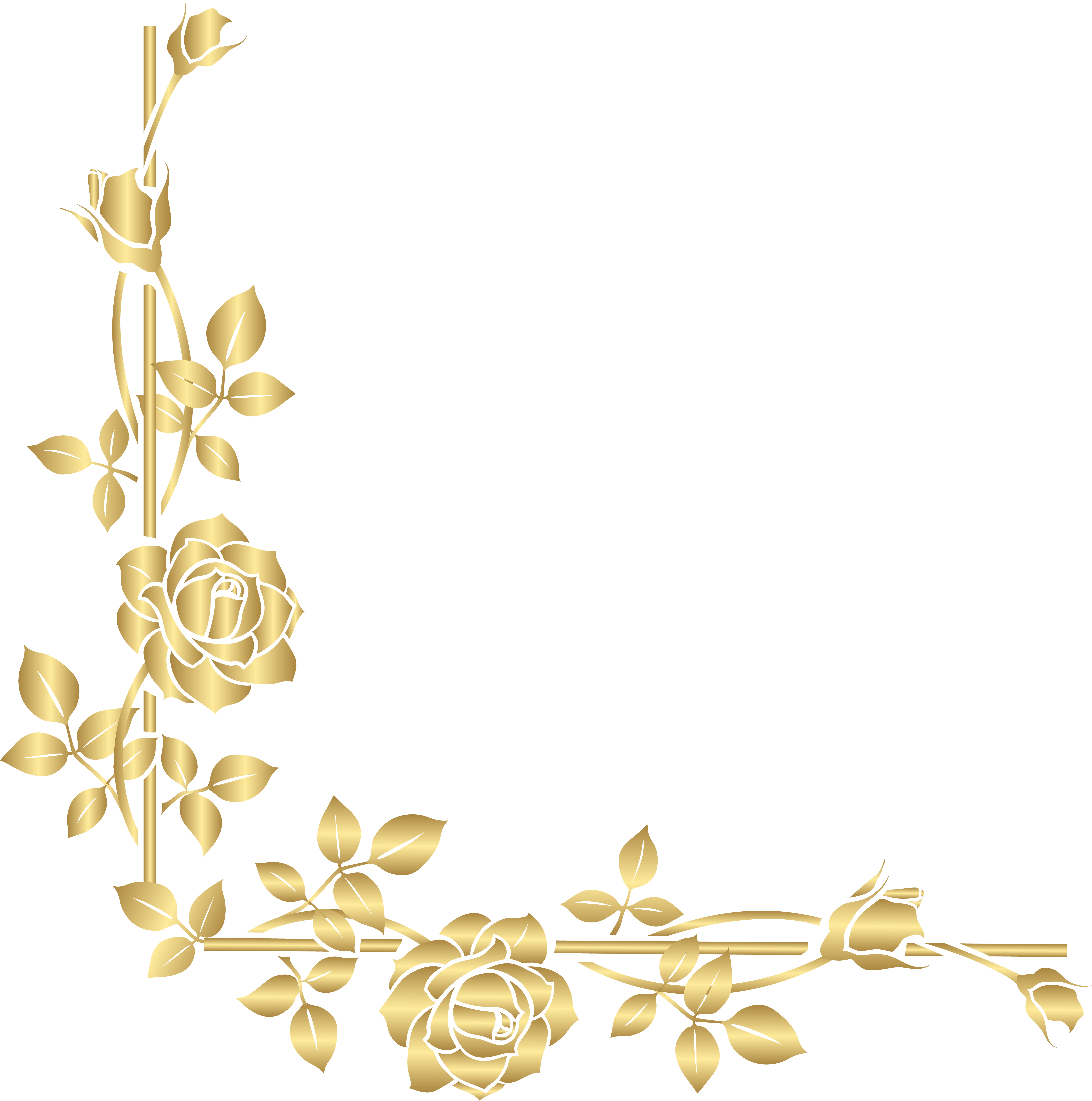 Gold Rose Corner Png Clip Art Image