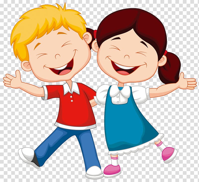 Cartoon Child Illustration, child, smiling boy and girl