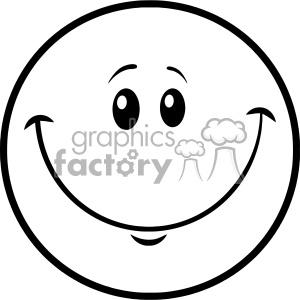 Clipart Black And White Smiley Face Cartoon Character Vector Illustration  clipart