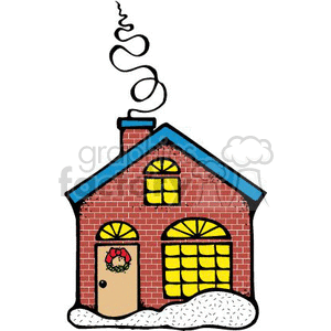 Small cozy home with smoke coming out of the chimney clipart