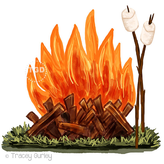 Campfire and Marshmallow Clip Art Original by