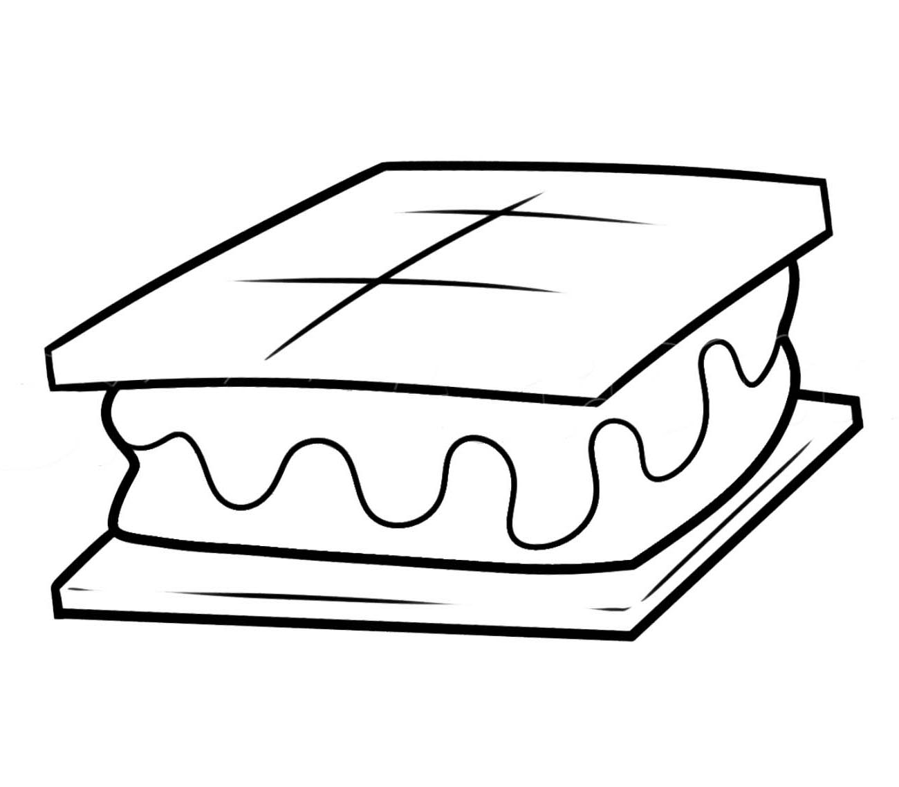 Smores Clip Art Black and White Coloring Pages