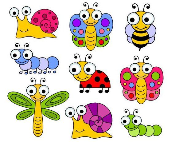 Cute Bugs Clip Art, Insects Clipart, Ladybug, Snail