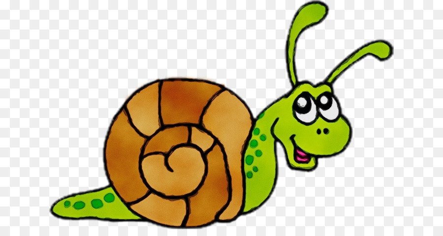 Clip art green cartoon snails and slugs yellow