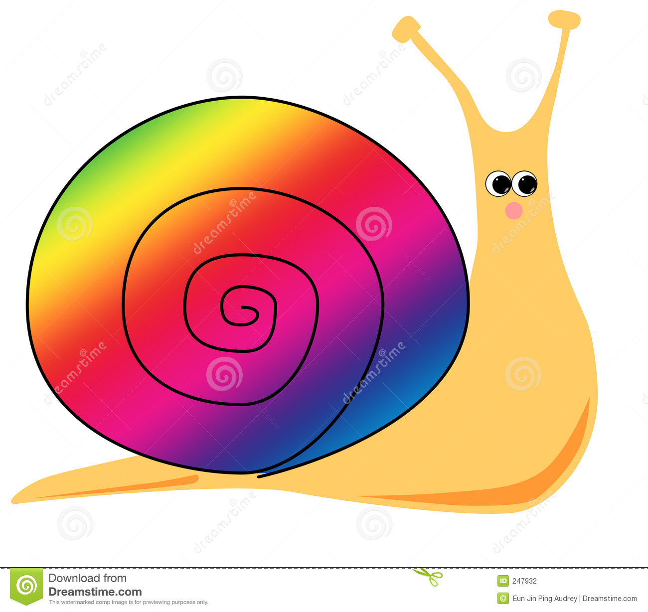 Cartoon snail rainbow.