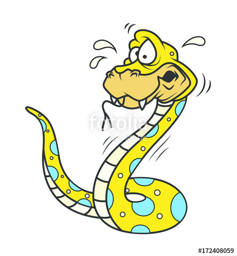 Scared cartoon snake.