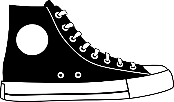Tennis shoe clip art black and white