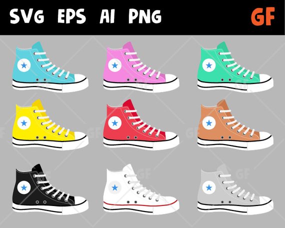 Converse clipart, shoes vector clipart, Sneakers Clipart