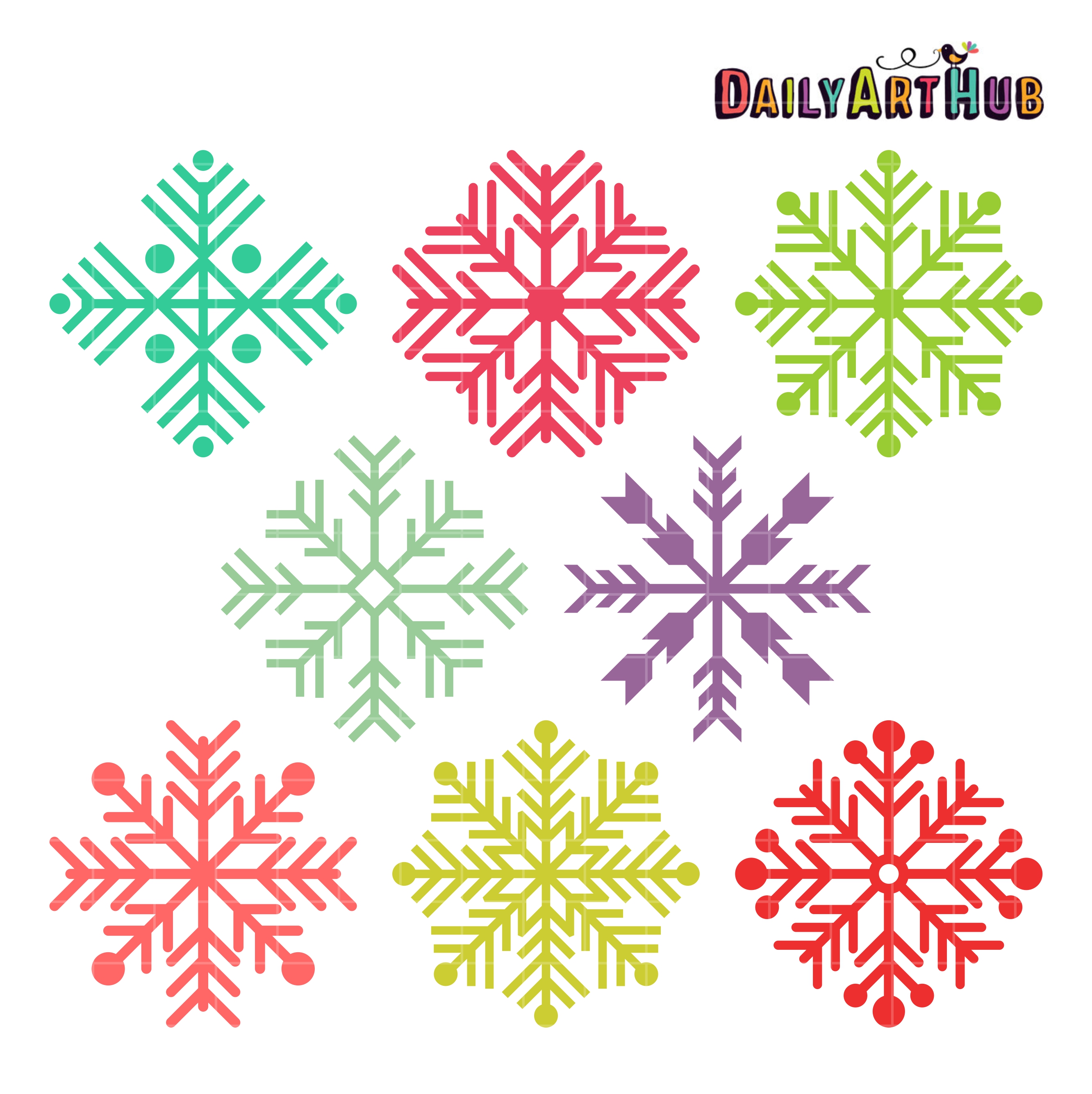 Colorful snowflakes clip.