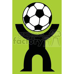 Silhouette Person with a soccer ball head clipart